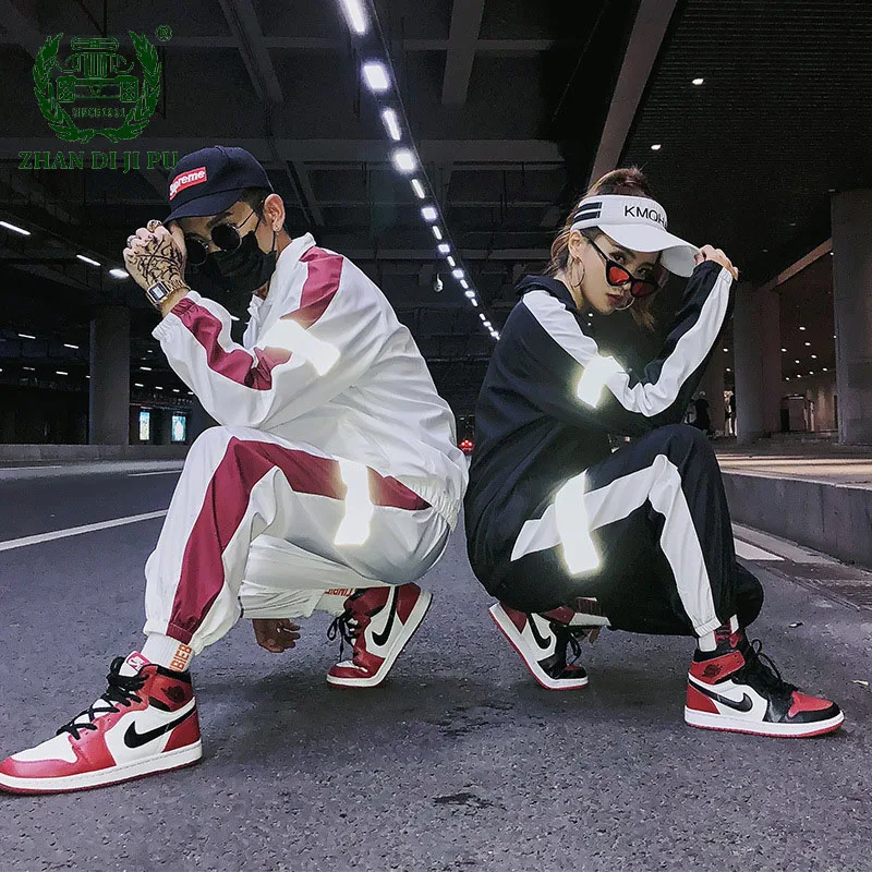 Спортивный костюм мужской в стиле хип хоп блестящий комплект из 2 предметов
