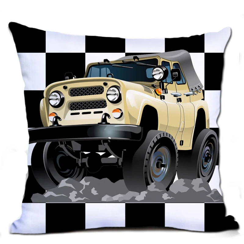 Наволочка для подушки с мультяшным принтом автомобиля 45x45 см из полиэстера