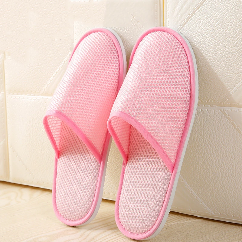 

1 Pair Classic Home Hotel Disposable Slippers Indoor Home Mesh Cloth Slippers