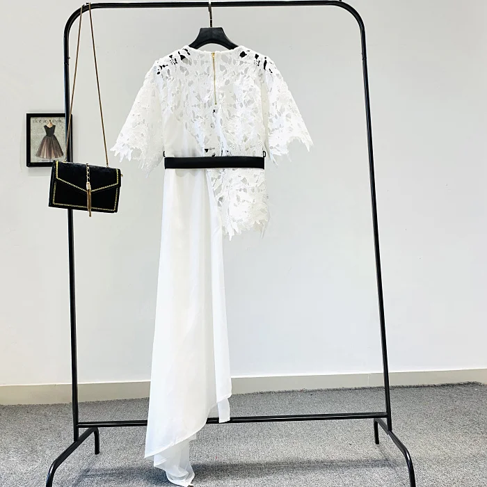 Женская Асимметричная шифоновая блузка праздничные пляжные топы с кружевом