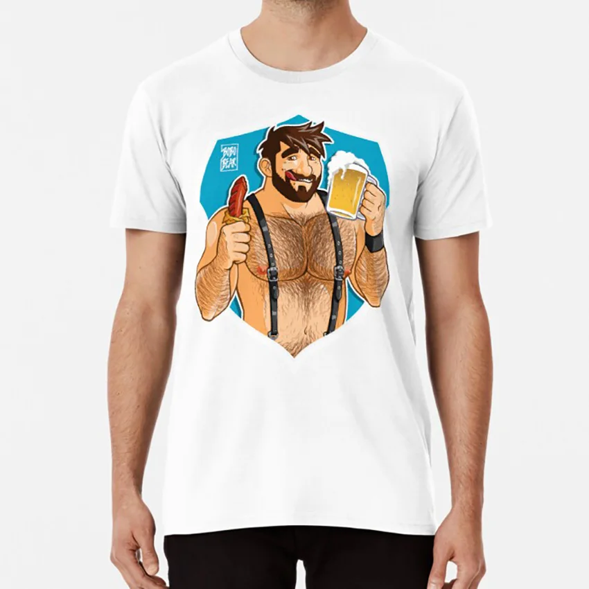 

Адам любит колбасные изделия и пиво-синий фон футболка Bobobear Bobobearart Bobo Bear Week Bear