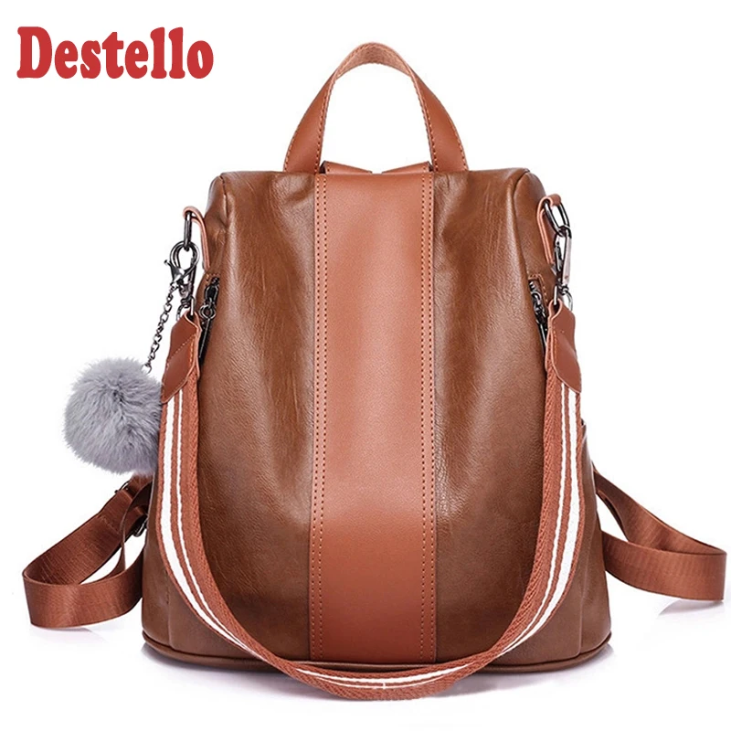 

New Fashion Casual Pu Women Anti-theft Backpack 2020 Hight Quality Vintage Backpacks Female Large Capacity Brown Shoulder Bag