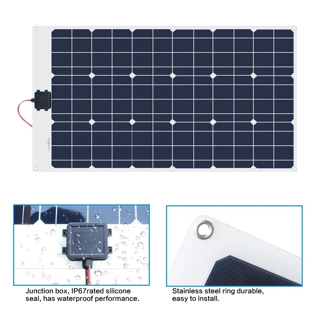 Новый водонепроницаемый 250W 18V 12V гибкий Монокристаллический Модуль солнечной