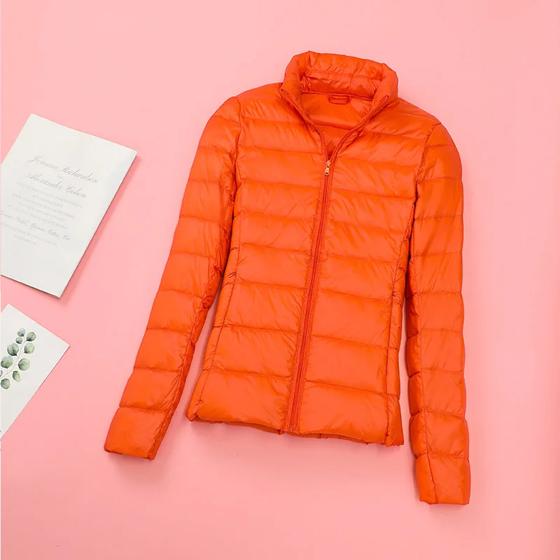 Женский пуховик на 90% белом утином пуху осенне зимний теплый приталенный молнии