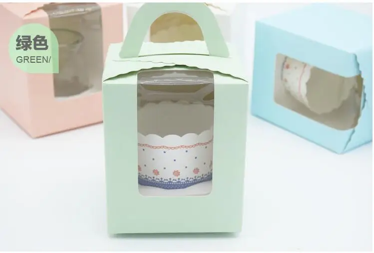 10 шт. маленькая коробка для кексов мини упаковка с ручкой один кекс окно DIY Пудинг