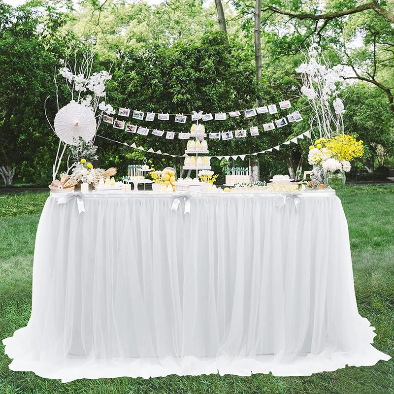 

Wedding Party Tutu Tulle Table Skirt Tableware Cloth Baby Shower Party Home Decor Table Skirting Birthday Party