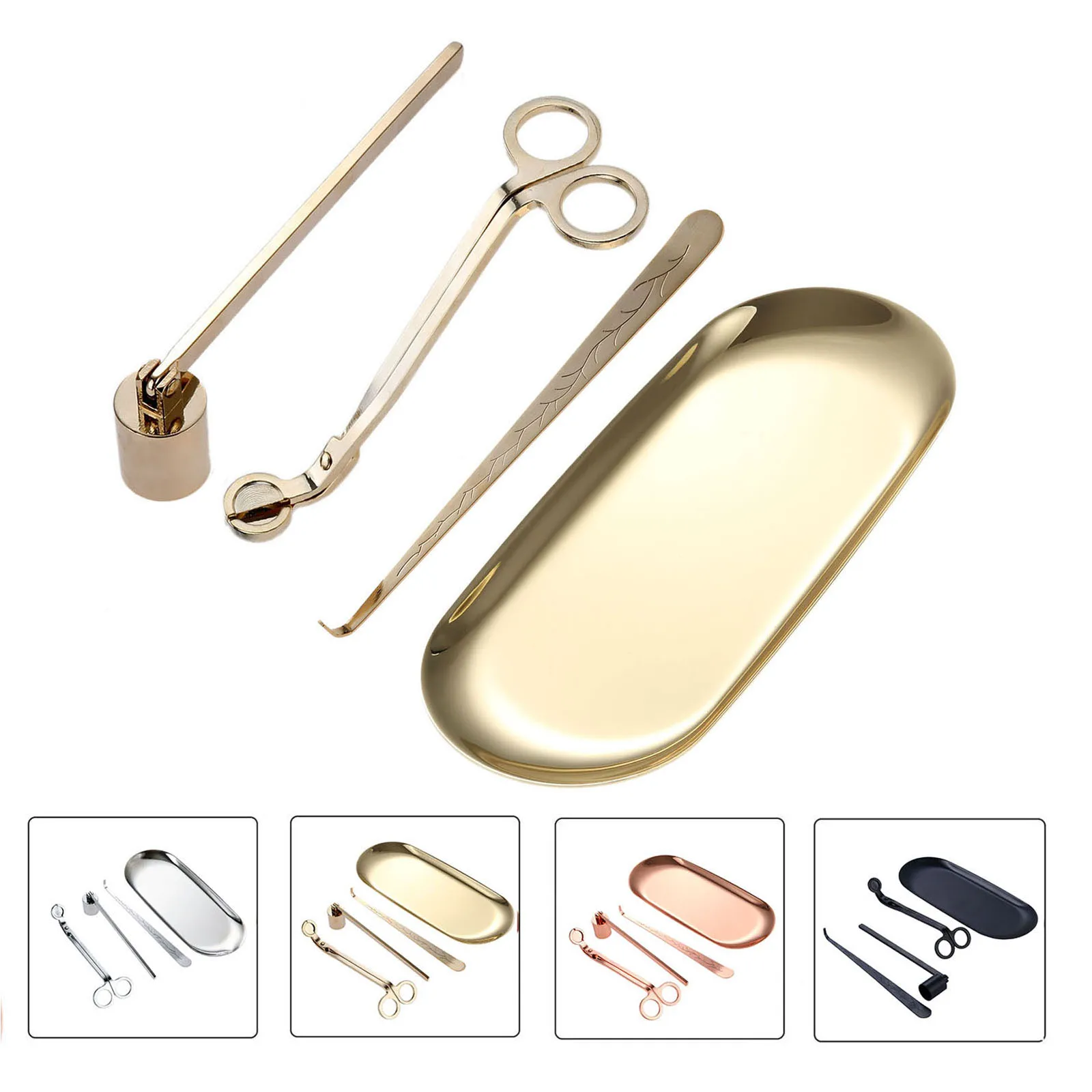 4pcs/set Candle Car Kit Wick Trimmer Dipper Snuffer Storage Tray Care Repair Tool Home Decor | Дом и сад