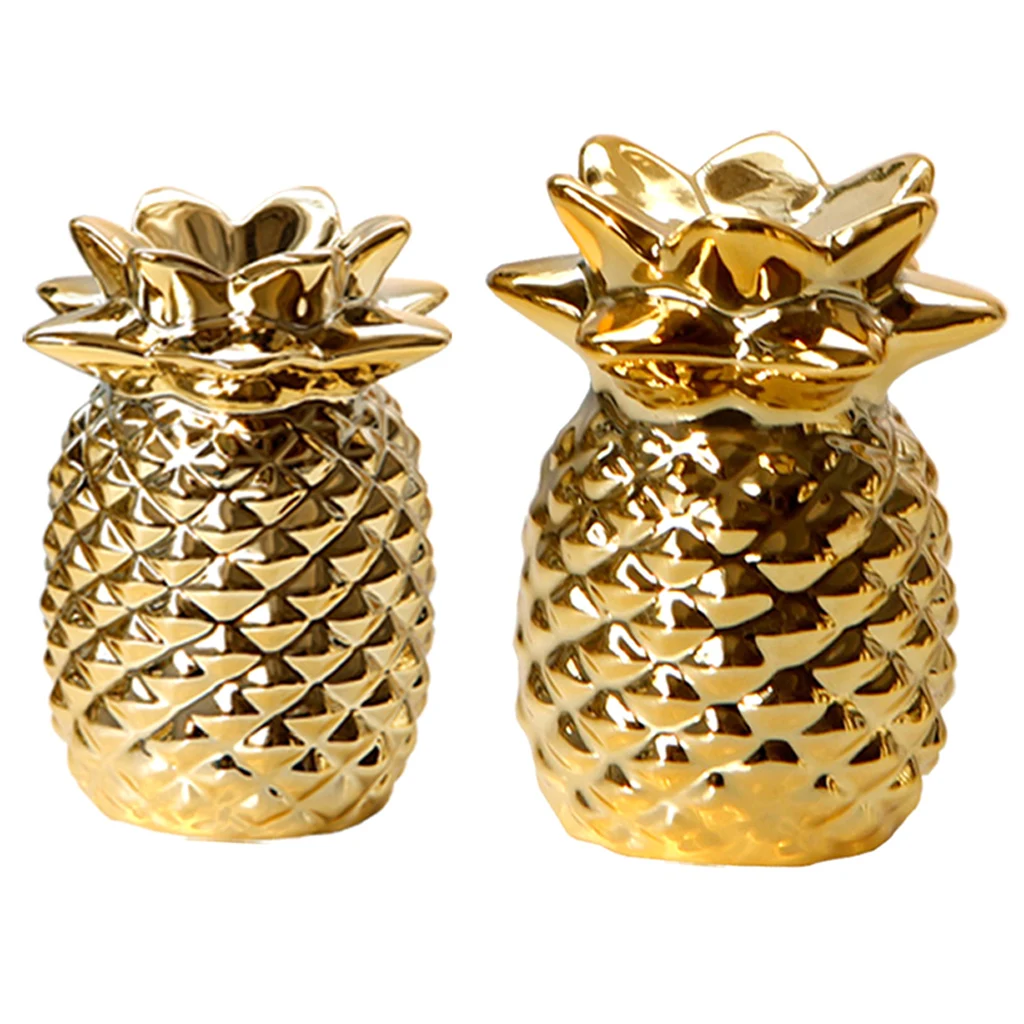 Статуэтка ананаса из золотой керамики искусственная фотография стола|Статуэтки