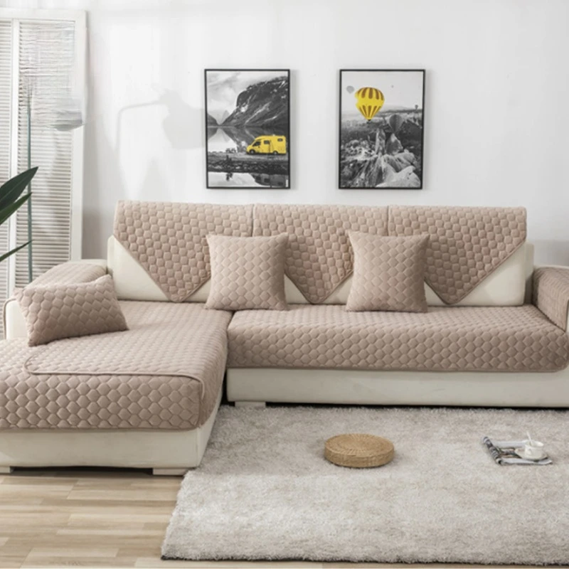

Crystal Velvet Sofa Cover Plush Solid Color Sofa Covers For Living Room Modern Non-slip Corner Sofa Towel Couch Covers For Sofas