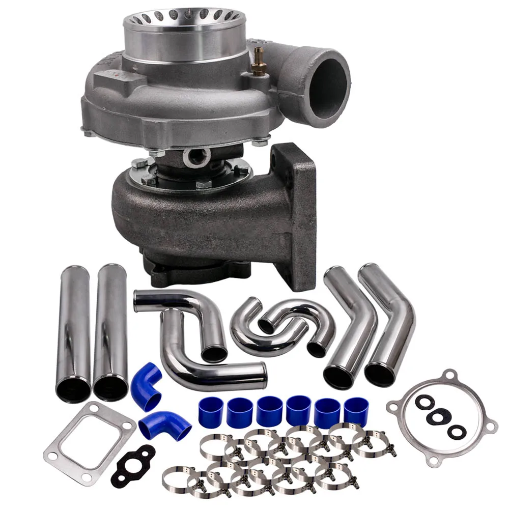 

Maxpeedingrods GT3582 GT35 Turbine Supercharger Anti Surge T3 Flange AR 0.63 Water Turbo Turbocharger + 3" 76mm Intercooler Pipe