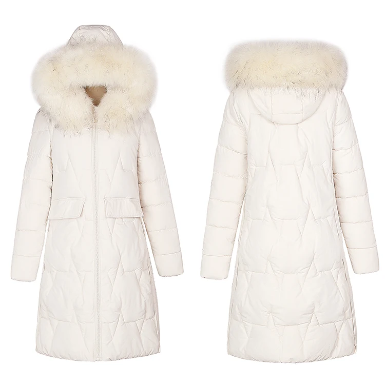 

Winter Jacket Women High Quality Down Cotton Coat Female Tide Long Slim Solid Color Female Jackets Zip Fur Collar Down Jacket