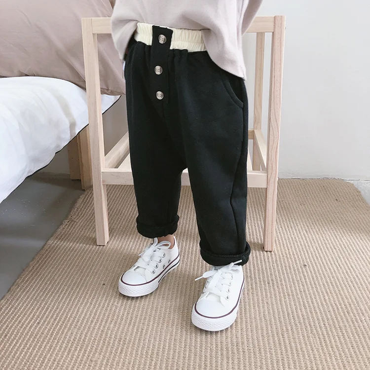 Korean style boys cotton color matching casual pants kids 2 colors all-match trousers