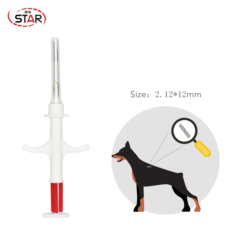 30pcs Injection syringe with rfid chip implant 1.25*7mm, 1.4*8mm 2*12 microchip implanter needles and syringes