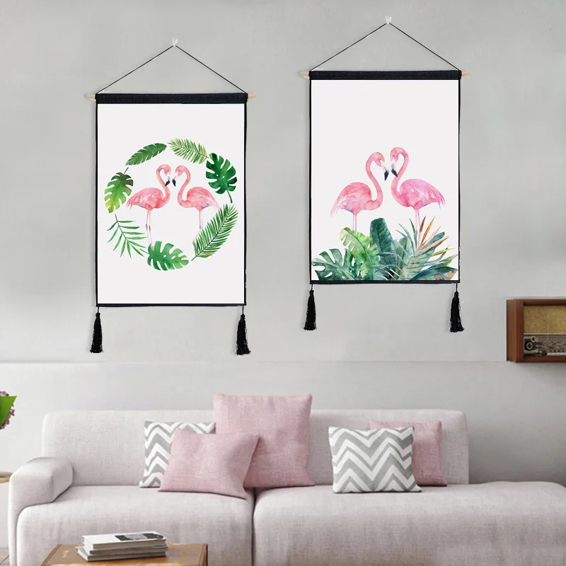 Зеленые гобелены с изображением листьев висящая на стене ткань Северное