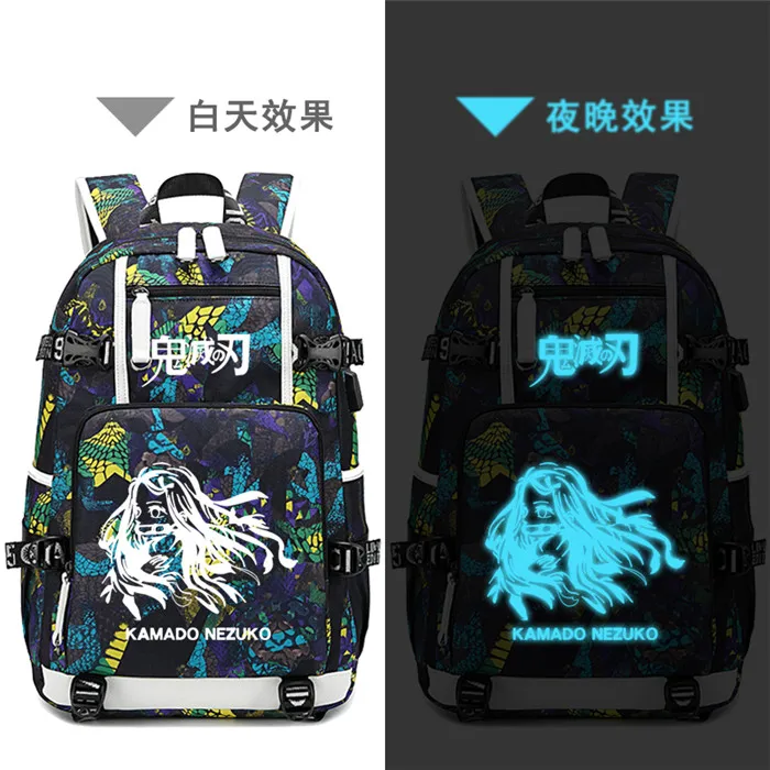 Demon Slayer: Kimetsu no Yaiba женский рюкзак аниме Bookbag нейлоновые школьные сумки большой дорожный рюкзак унисекс рюкзак для ноутбука - Цвет: 20