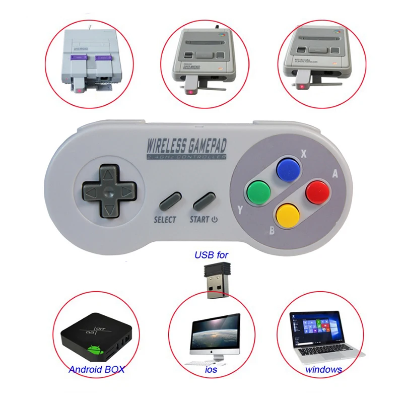 2020 беспроводные джойстики 2 4 ГГц Джойстик контроллер для SNES Super Nintendo классический