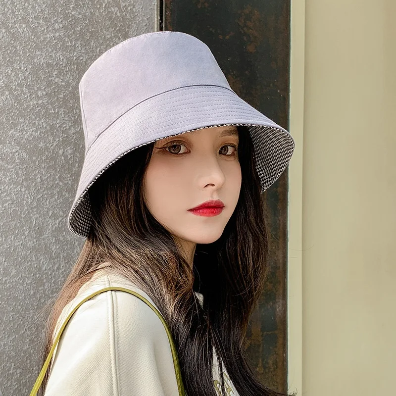 

Панама женская двусторонняя из хлопка, модная кепка, рыбака, защита от УФ излучения, козырек