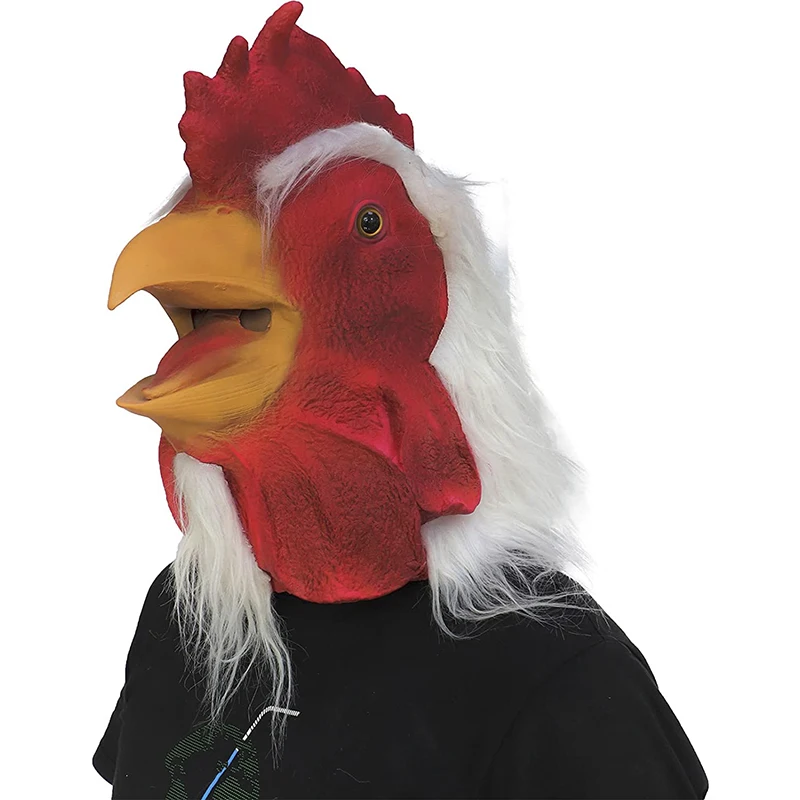 Rooster Chicken Mask Funny Realistic Face Fursuit Head Costume Halloween Cosplay Party Latex Animal Fake for Adults |
