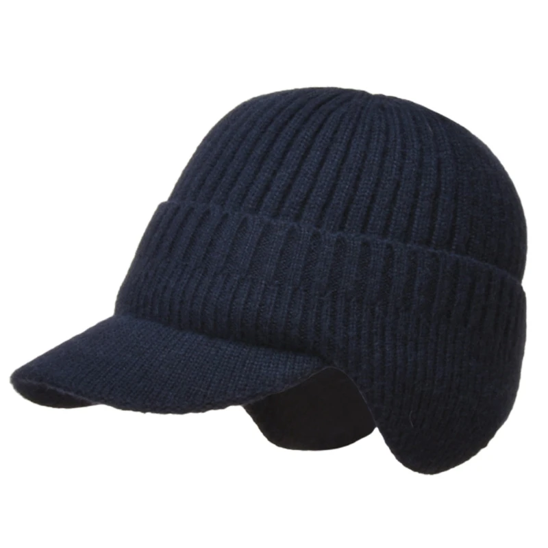 

Men Winter tVisor Earflap Beanie Hat with Scarf Knit Plush Lined Warmer XX9D