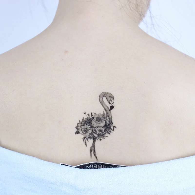 Цветочный венок с фламинго временная татуировка наклейка водонепроницаемая для