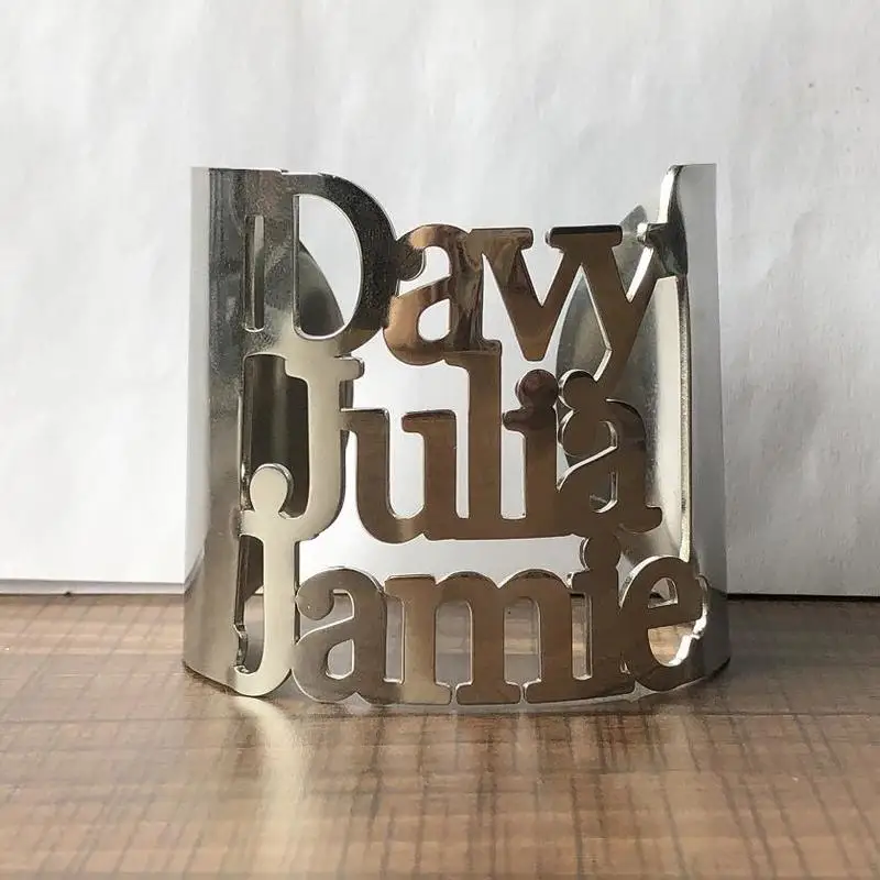 Personalized 3 Name Bangles Customized Stainless Steel Adjustable Big Size Women Family Cuff Bracelet For Anniversary Gift