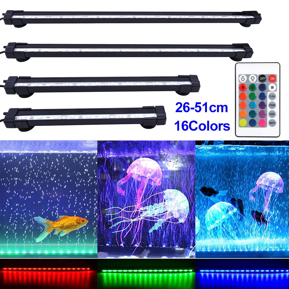 

RGB IP68 Underwater Air Bubble Lamp 10-20inch LED Aquarium Fish Tank Light Submersible Fish Light Making Oxygen Remote Control