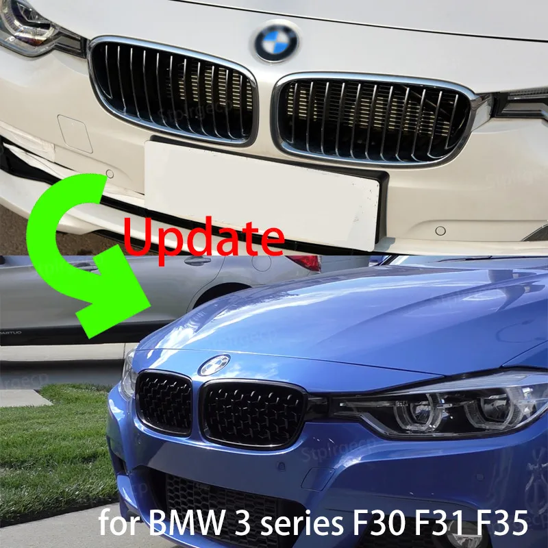 

Черный передний бампер, Двойная Передняя решетка, Алмазный гриль, решетка для BMW 3 серии F30 F31 F35 2011-19, высококачественные автомобильные аксесс...