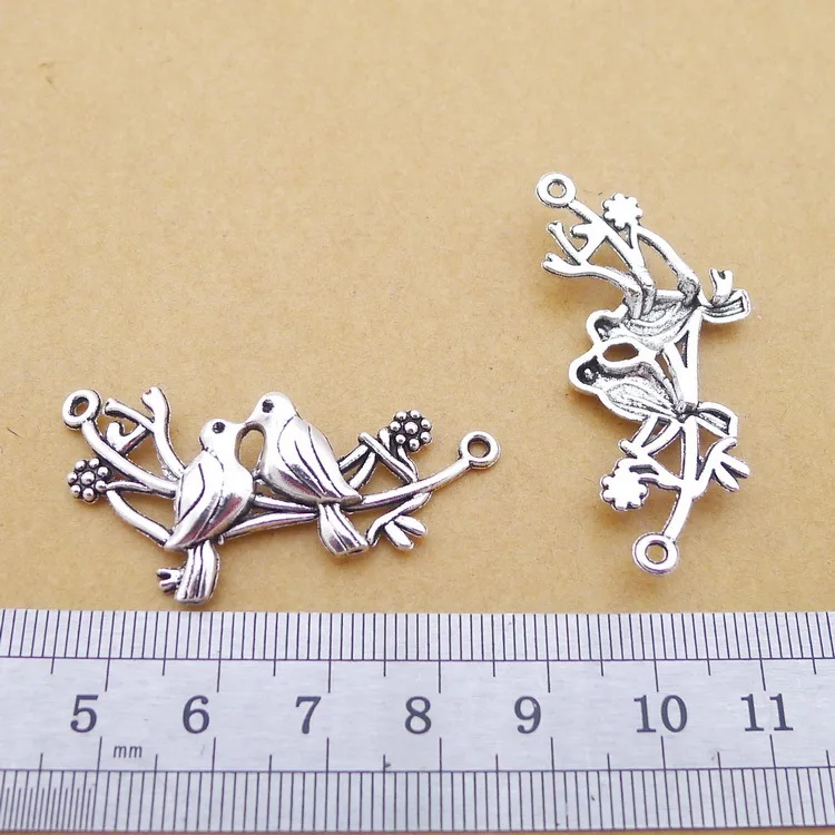 

Jewelry Making Supplies 5 Pieces 22x45mm Antique Silver Color Bird Connector