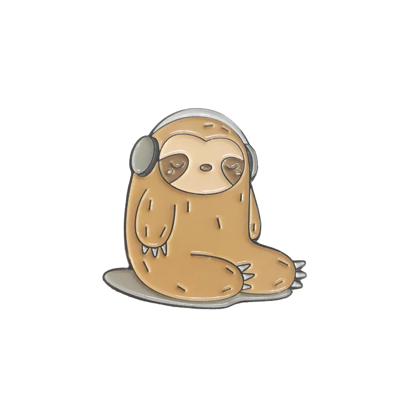 

Sloth Series Enamel Cartoon Pins Creative Ice Cream Coffee Cup Funny Cute Fun Collection Commemorative Badge Brooch