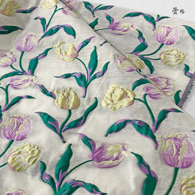 

Hanfeng jacquifics - ultra-beautiful tulips micro-embossed fabric Han clothing cheongsam spring and summer designer fabric