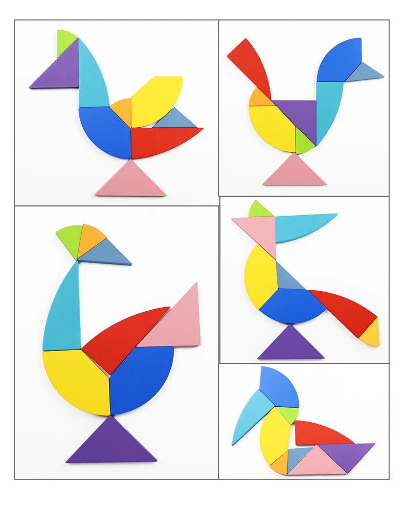 7 шт./9 шт. деревянные игрушки-головоломки Tangram Обучающие головоломки когнитивные Дети Раннее образование головоломка игрушка с 50/60 карточками коробка