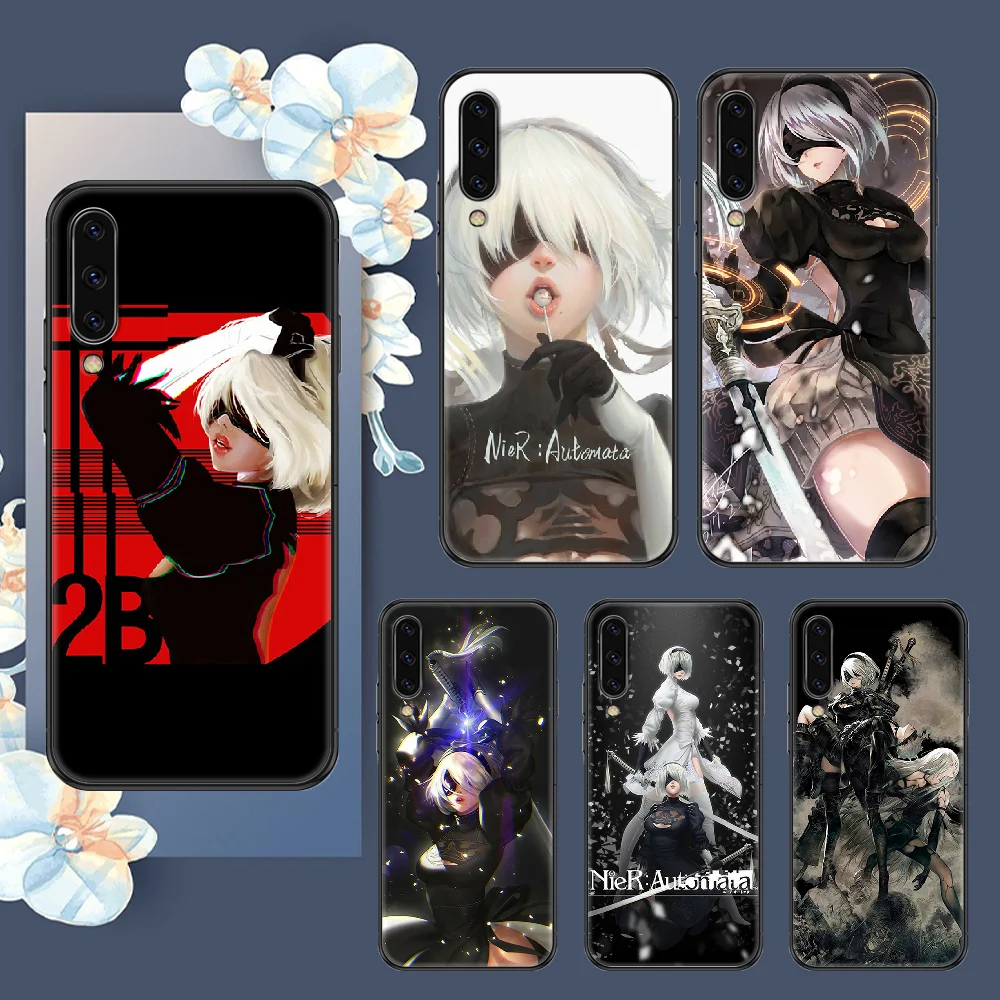 Чехол для телефона с аниме Nier Automata 2B для Samsung Galaxy A 3 5 7 8 10 20 21 30 40 50 51 70 71 E S 2016 2018 4G, Черный Модный чехол