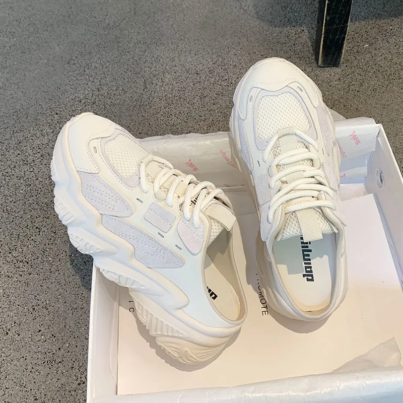 

Casual Shoes 5CM Height Increasing Flat Platform Women's Platform Slippers 202 Summer Fashion Lace up High Heels Slippers Women