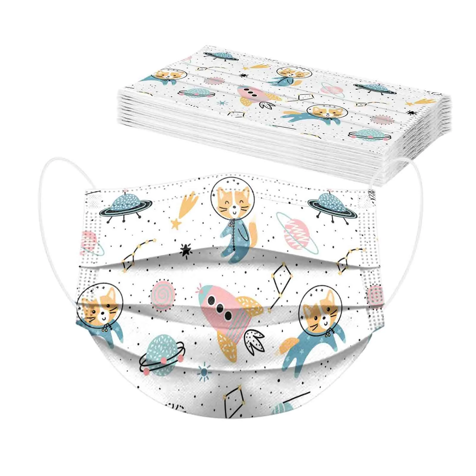 Маска одноразовая детская трехслойная с рисунком астронавта 10 шт. |