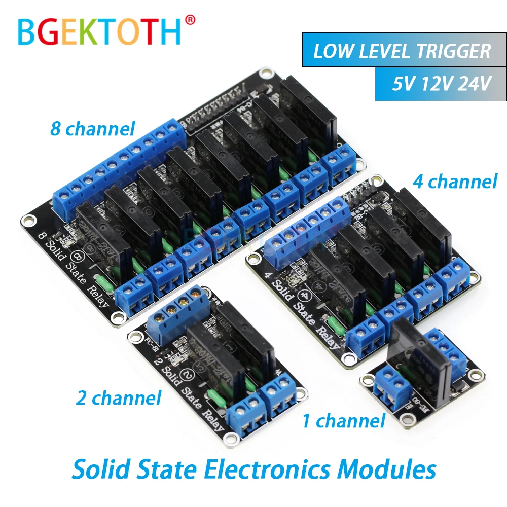 

Реле 5 В, 12 В, 24 В, 1, 2, 4, 8 каналов, SSR, низкоуровневое твердотельное реле, модуль 250 В, 2 А