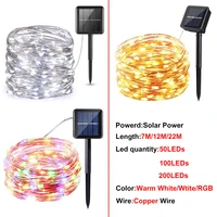 22m led solar string lights home garden copper wire christmas party holiday decor fairy light strip lamp outdoor solar powered