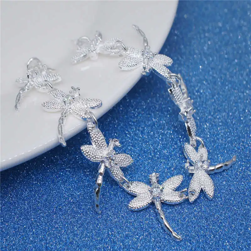 

Silver color dragonfly bracelet fashion For women girl lovely Bracelet Christmas gift Valentine's day