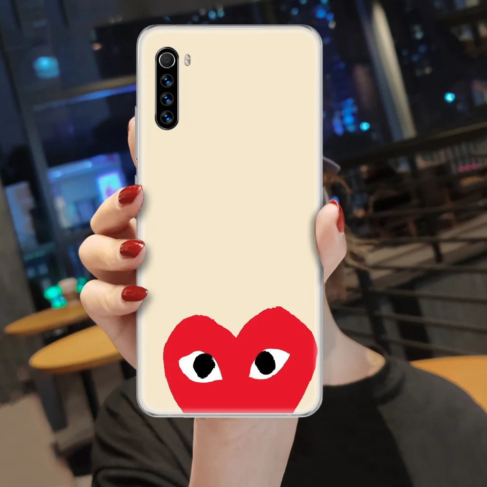 

CDG PLAY Heart Brand Phone Case Cover For XIAOMI Redmi Note 3 4 4X 5 6 7 8 9 Pro T S Max transparent Shell Tpu Coque Trend Funda