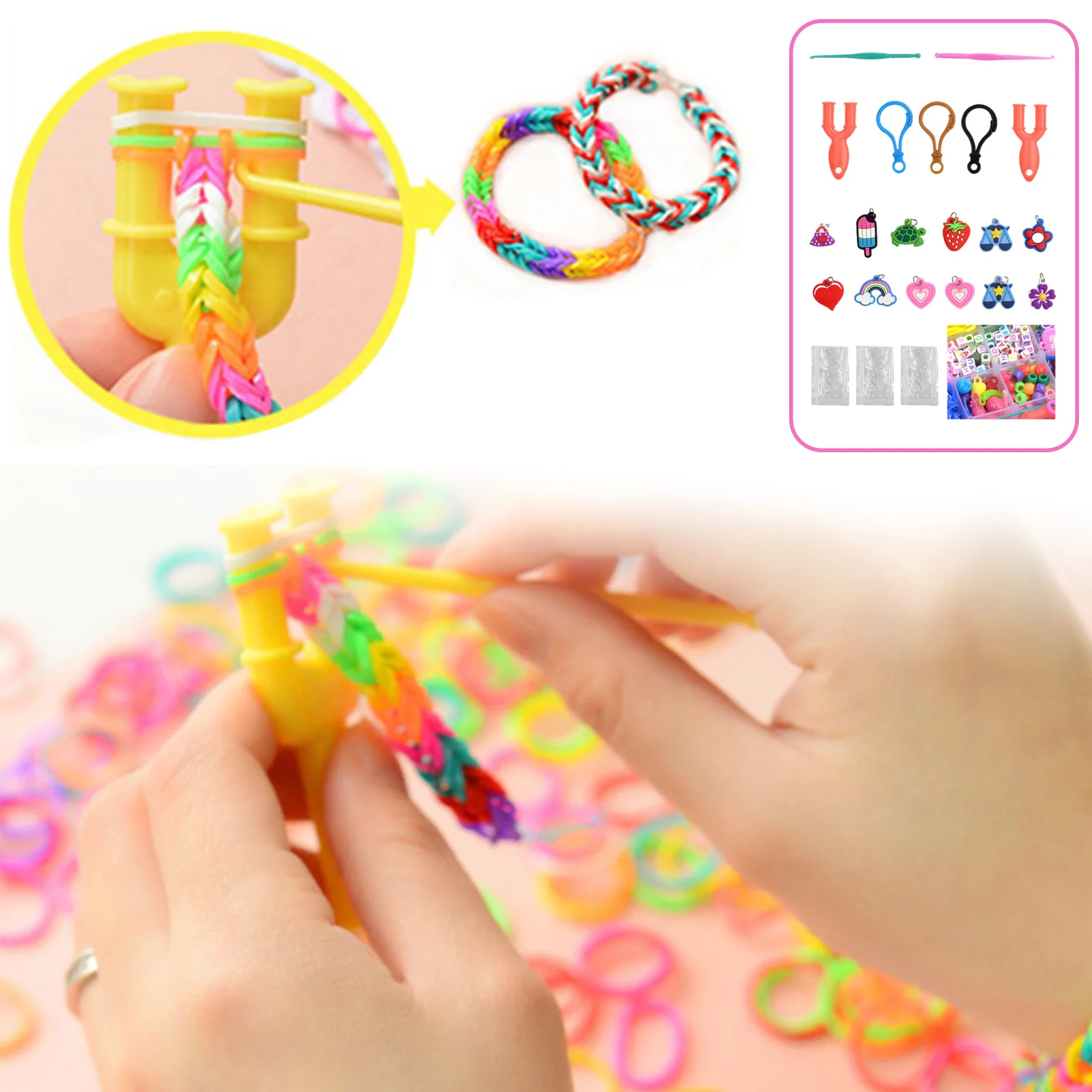 

Rubber Bands Girl Gift For Children Elastic Band For Weaving Lacing Bracelet Toy Gum For Bracelets Diy Material Set