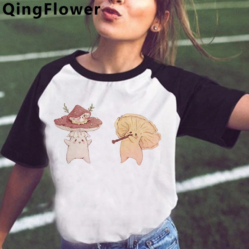 Mushroom clothes women aesthetic casual streetwear 2021 couple t-shirt white t shirt | Женская одежда