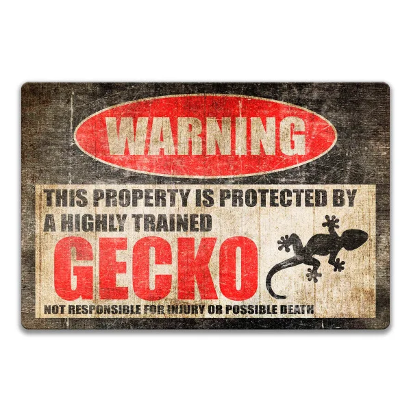 

Gecko Sign Funny Gecko Accessories Metal Sign Warning Danger Metal Tin Sign Vintage Tin Metal Sign