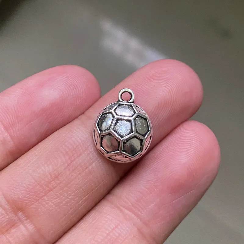 

10pcs/lot Antique Silver Plated Football Charm Pendant Fit Bracelet Jewelry DIY Making Accessories 14x12mm Wholesale
