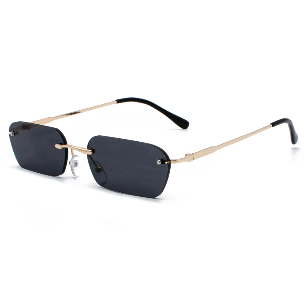 

Veshion Rimless Rectangle Sunglasses Women Clear Color 2021 Summer Accessories Square Sun Glasses for Men Small Size Uv400