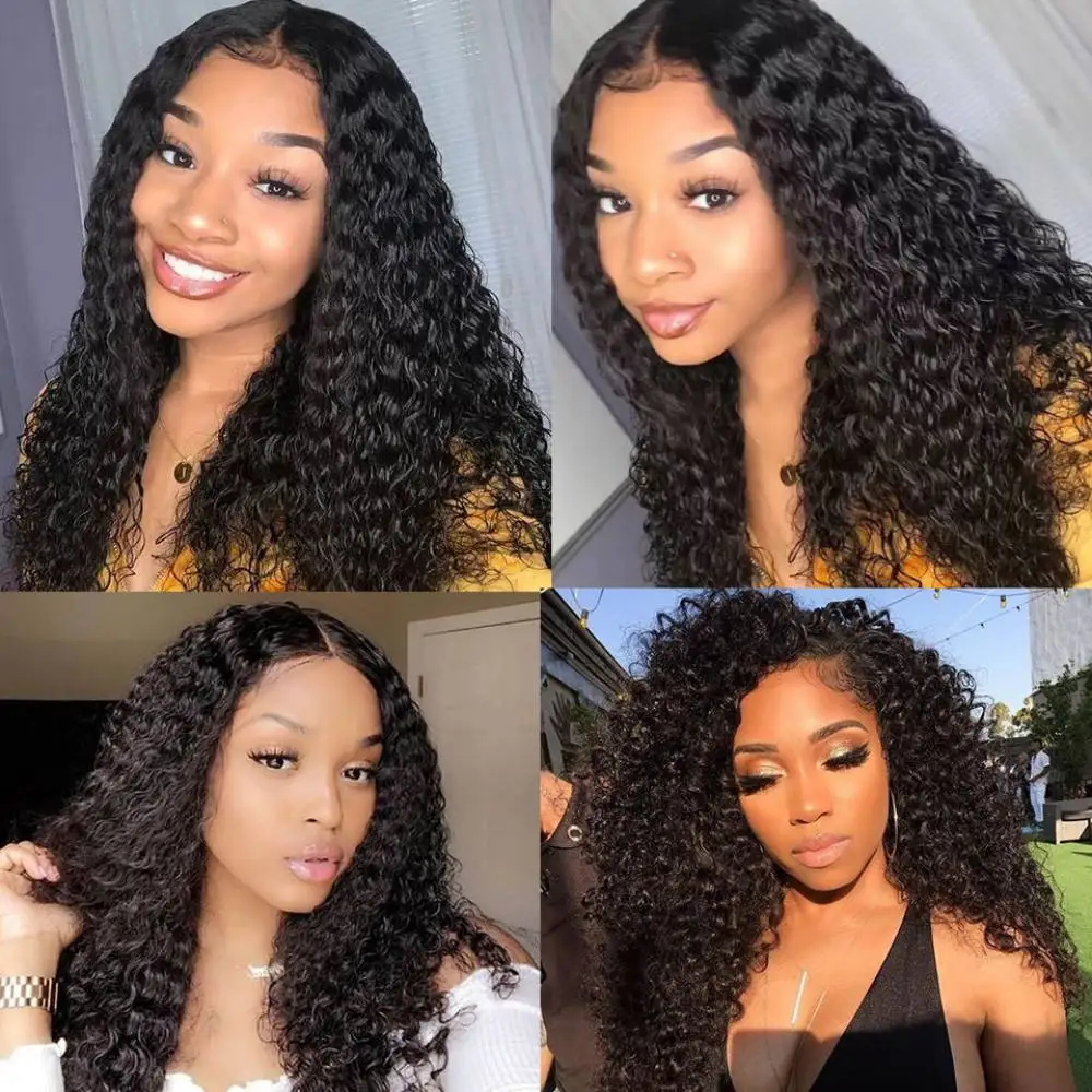 34 Inch Water Wave Lace Front Human Hair Wigs for Black Women Transparent Frontal Wig Brazilian 150% 250% Long | Шиньоны и парики