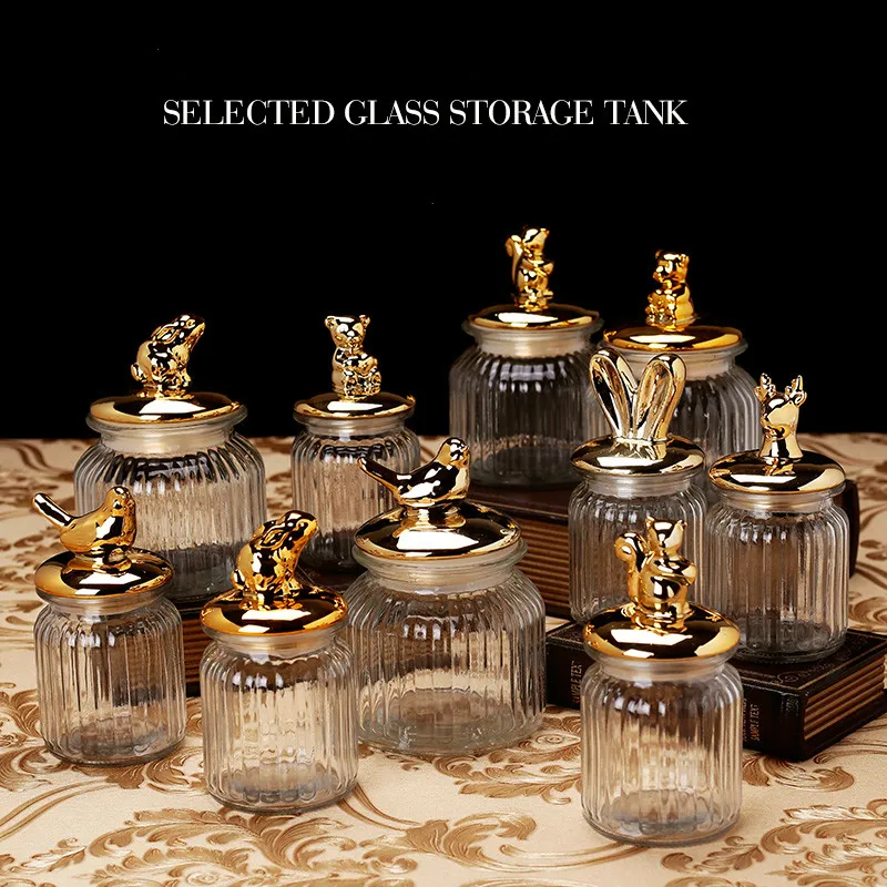 Стекло герметичный резервуар для хранения Канистра с крышкой средних и больших