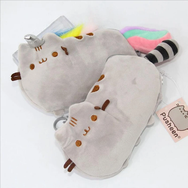 Чехол карандаш с радужным хвостом и единорогом для девочек милый плюшевый