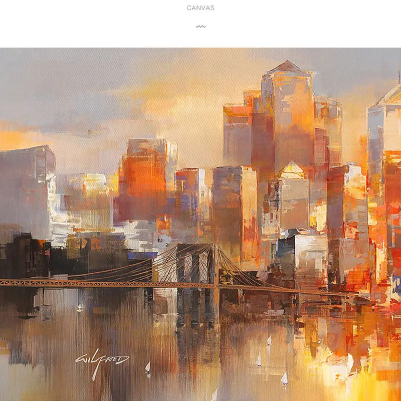 Современный абстрактный пейзаж холст живопись город здание плакаты и принты