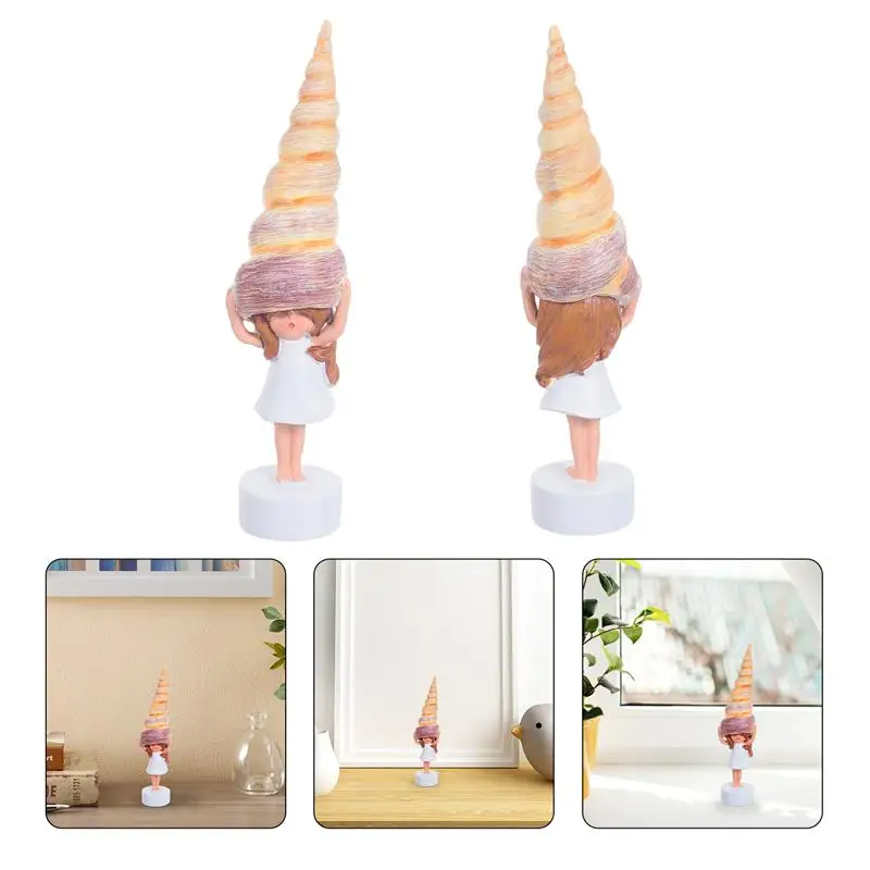 

1 Pc Interesting Resin Photo Prop Adorable Conch Girl Statue Figurine Model