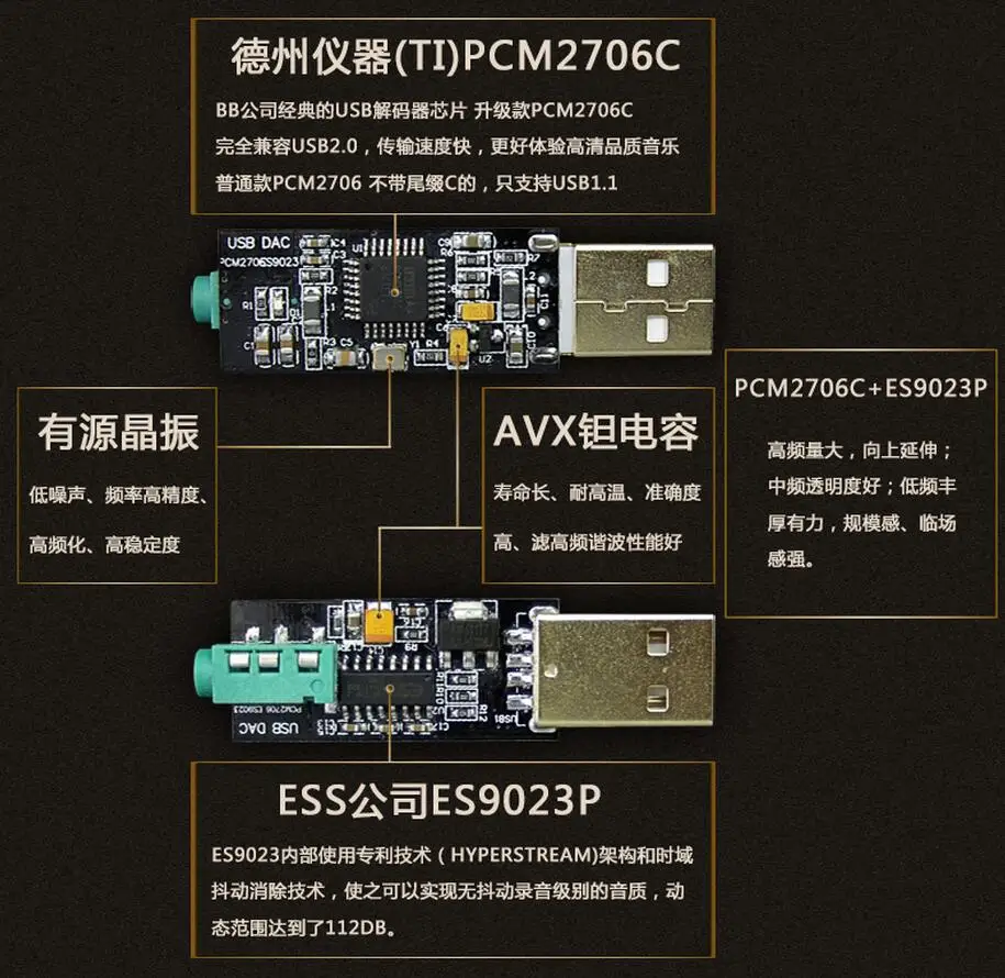Новая качественная аудиокарта PCM2706 + ES9023 аудио hi-fi телефон OTG Портативная USB DAC