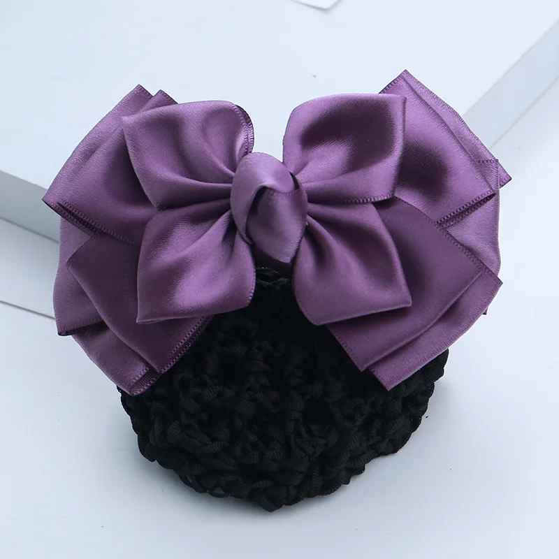 i-Remiel Stylish Ribbon Hair Cover Flower Bowknot Bun Net Snood Bow Hairpin Accesories Headdress Pin Lady Women | Украшения и